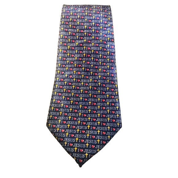 Fratello Mens Tie Hand Made 50" X 3.5 I Love Jesus Religion - Picture 6 of 7